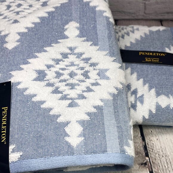 Pendleton Peak Canyon Blue Bath Hand Towels Set of 4 - Picture 3 of 6